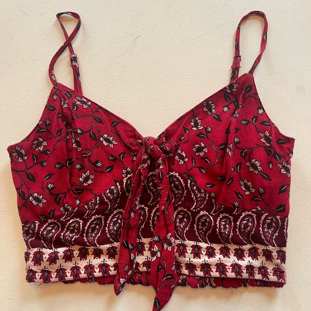 Red and white crop top